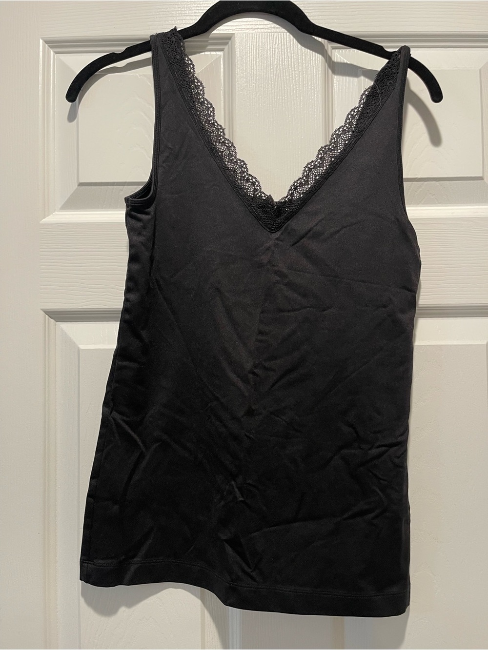 Banana Republic Factory Black Lace-Trim V-Neck Camisole